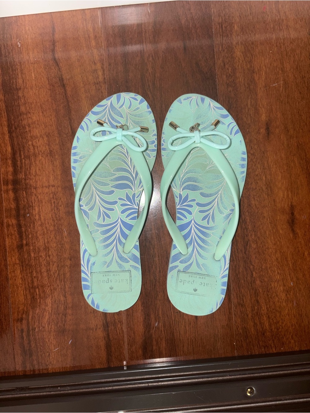 kate spade Mint Green Bow Flip Flop Sandals